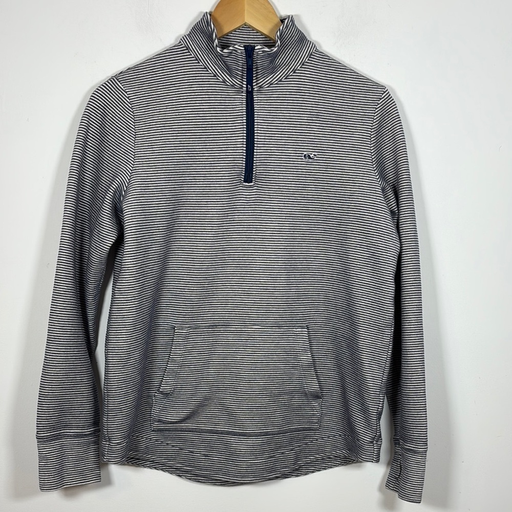 Vineyard Vines Navy Striped 1/4 Zip Sweater Small‎ Sweatshirt Beach Nautical